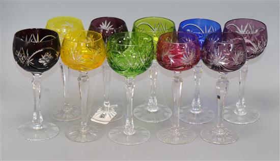 A set of ten hock glasses height 19cm